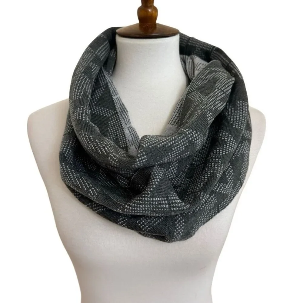 Michael Kors Charcoal Gray & White MK Logo Pin Dot Infinity Scarf